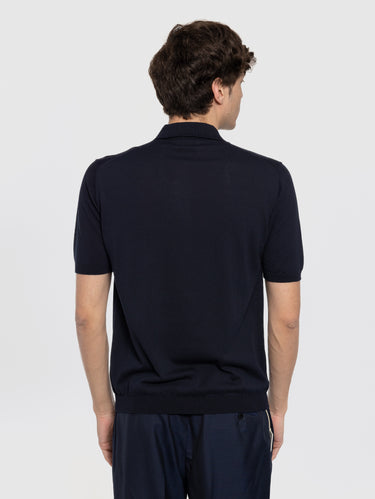 Polo à trois boutons bleu nuit