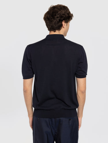 Polo à col en V Bleu nuit