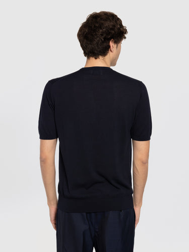 Pull à manches courtes en coton Bleu nuit