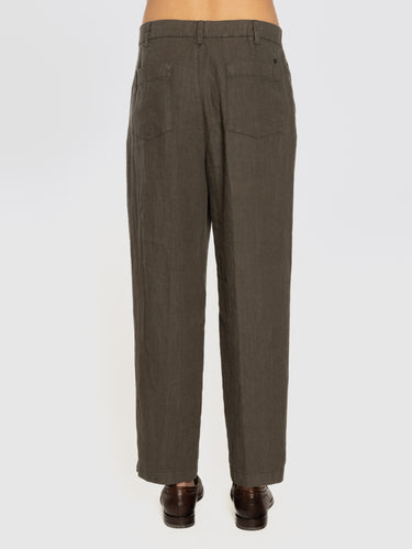 Weite Leinenhose in Grün