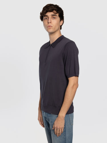 Polo con Mezza Zip Blu