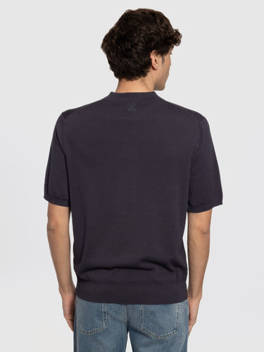 Polo con Mezza Zip Blu