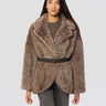 P.A.R.O.S.H.-Giaccone in Ecopelliccia a Pelo Lungo Greige-TRYME Shop