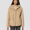 P.A.R.O.S.H.-Giubbotto in Ecopelliccia con Cappuccio Sabbia-TRYME Shop