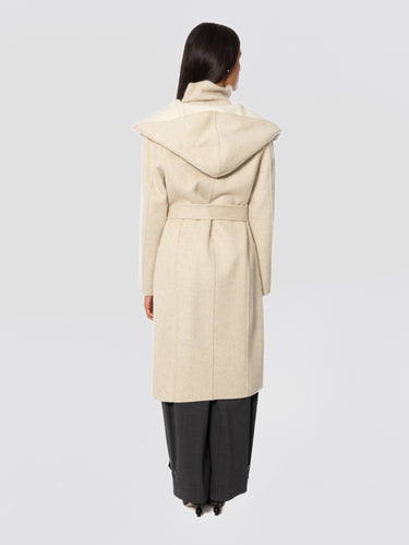 Double Wool Coat with Hood Cream