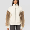 P.A.R.O.S.H.-Giacchetto in Maglia di Lana con Pelliccia Panna-TRYME Shop