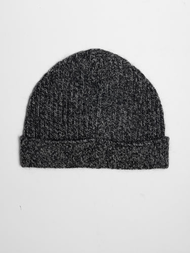 Bonnet torsadé en mélange laine gris/noir