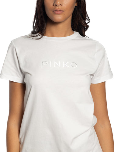 T-Shirt mit gesticktem Logo Weiß