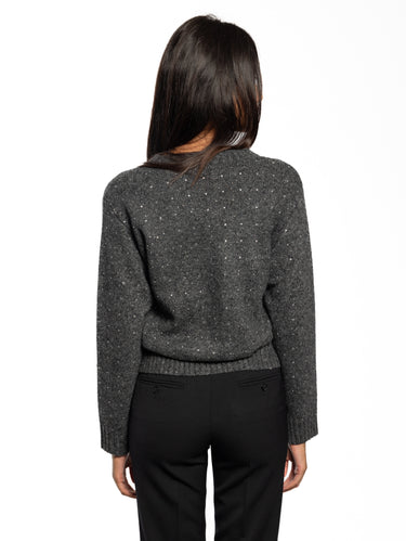 Trui met Ronde Hals en Strass Grijs