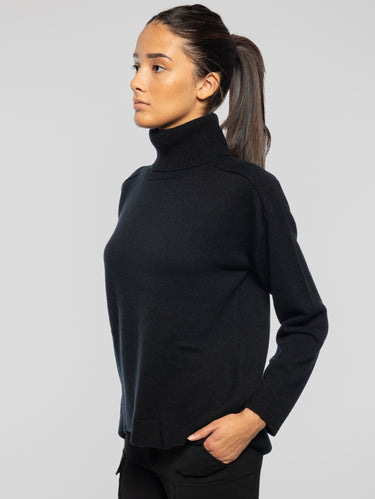 Rollkragenpullover aus Wolle Schwarz