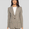 P.A.R.O.S.H.-Giacca un Petto Fantasia Check Marrone-TRYME Shop