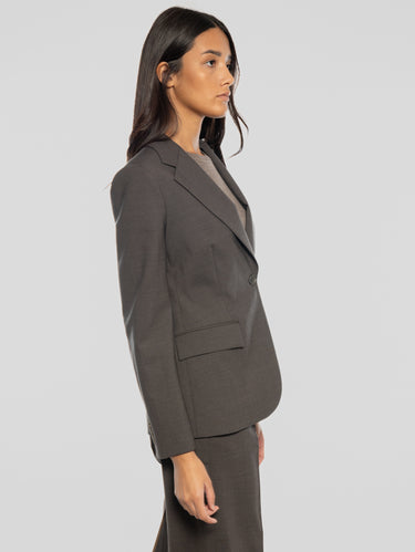 Brown Single-Breasted Lightweight Wool Jacket