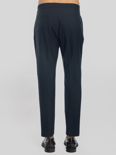Pantaloni con Coulisse in Fresco Lana Blu