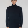ALPHA STUDIO-Maglia Collo Alto in Lana Ultrafine Blu-TRYME Shop