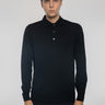 ALPHA STUDIO-Polo in Lana con Collo Costruito Nero-TRYME Shop