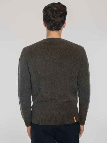 Pull Col Rond en Laine Bouclé Militaire