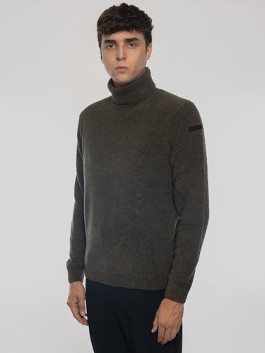 Pull Col Roulé en Laine Bouclé Militaire