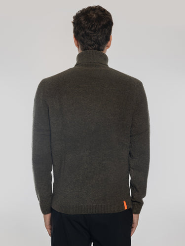 Pull Col Roulé en Laine Bouclé Militaire