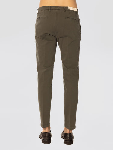 Military Green Slim Cotton Gabardine Pants