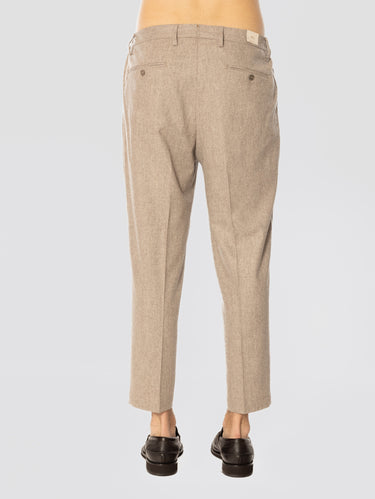 Pantaloni in Flanella con Pinces Sabbia