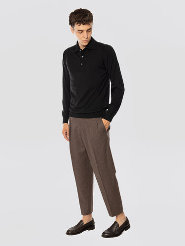 Pantaloni in Flanella con Pinces Biscotto