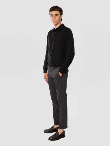 Gray Slim Cotton Gabardine Pants