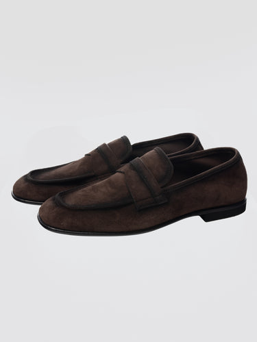 Mocassins in donkerbruine suède