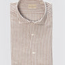 XACUS-Camicia in Misto Lino a Righe Marrone/Bianco-TRYME Shop
