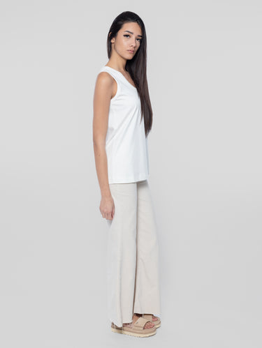 Cropped Denim mit hoher Taille Beige