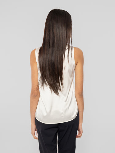 Top en soie stretch Pan blanc