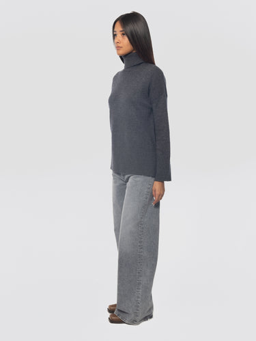 Jeans mit weitem Bein und hoher Taille Grau