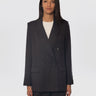 ESSENTIEL ANTWERP-Blazer Doppio Petto Gessato Nero-TRYME Shop
