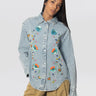 ESSENTIEL ANTWERP-Overshirt in Denim con Paillettes Blu-TRYME Shop