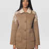 ERMANNO FIRENZE-Cappotto in Montone Ecologico con Ricami Cammello-TRYME Shop