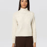 ERMANNO FIRENZE-Maglione Collo Alto con Ricami in Lana Ecrù-TRYME Shop