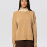 ERMANNO FIRENZE-Maglia Collo Alto con Logo Jaquard Cammello-TRYME Shop