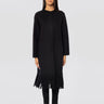 ERMANNO FIRENZE-Cappotto con Frange in Panno di Lana Nero-TRYME Shop