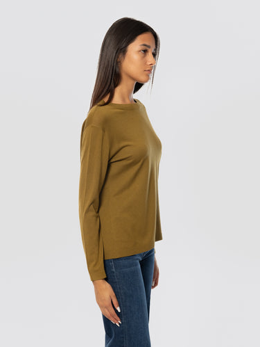 Pull à Col Bateau Vert Olive