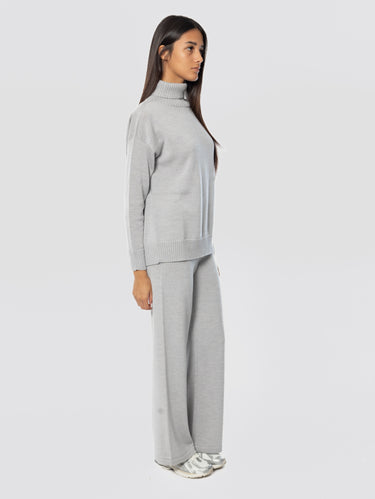 Pantaloni in Maglia dalla Linea Dritta Grigio
