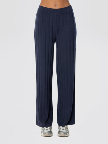 Pantalon côtelé en viscose stretch bleu