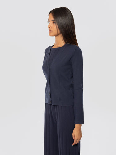 V-Neck Viscose Cardigan Blue