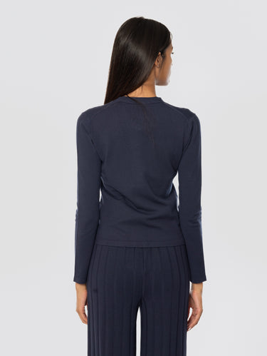 V-Neck Viscose Cardigan Blue