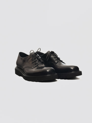 Veterschoen in Vintage Look Leer Zwart