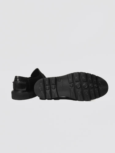 Mocassin in Vintage Look Leer Zwart