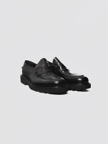 Mocassin in Vintage Look Leer Zwart