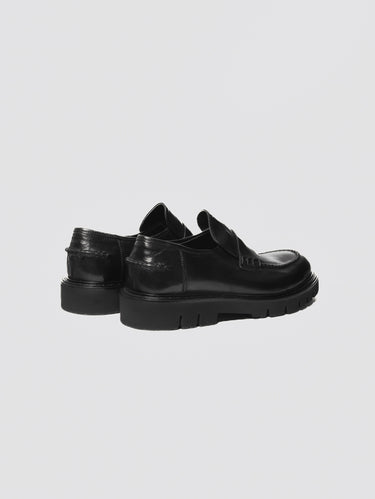 Mocassin in Vintage Look Leer Zwart