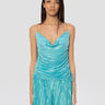 SABINA MUSÁYEV-Top Plissé con Stampa Floreale Turchese-TRYME Shop