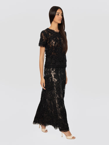 Bluse aus Makramee-Spitze in Schwarz