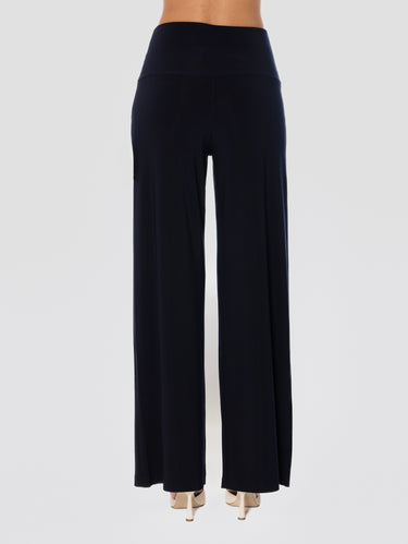 Broek van elastische jersey met hoge taille blauw