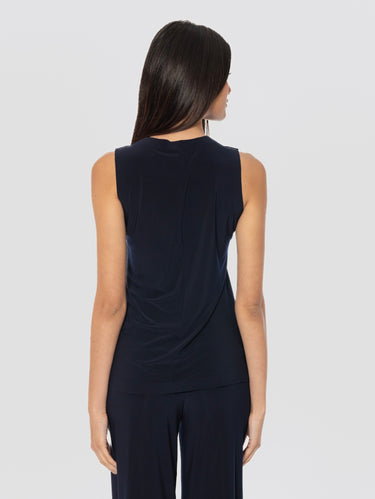 Top aus elastischem Jersey Blau